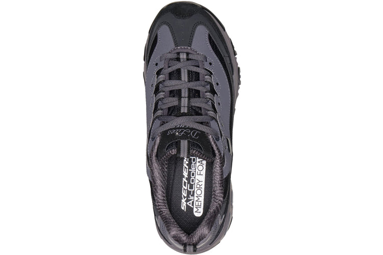 Skechers D'Lites Modern Classic BLK Duraleather/Charcoal Trim Womens Fashion Trainers