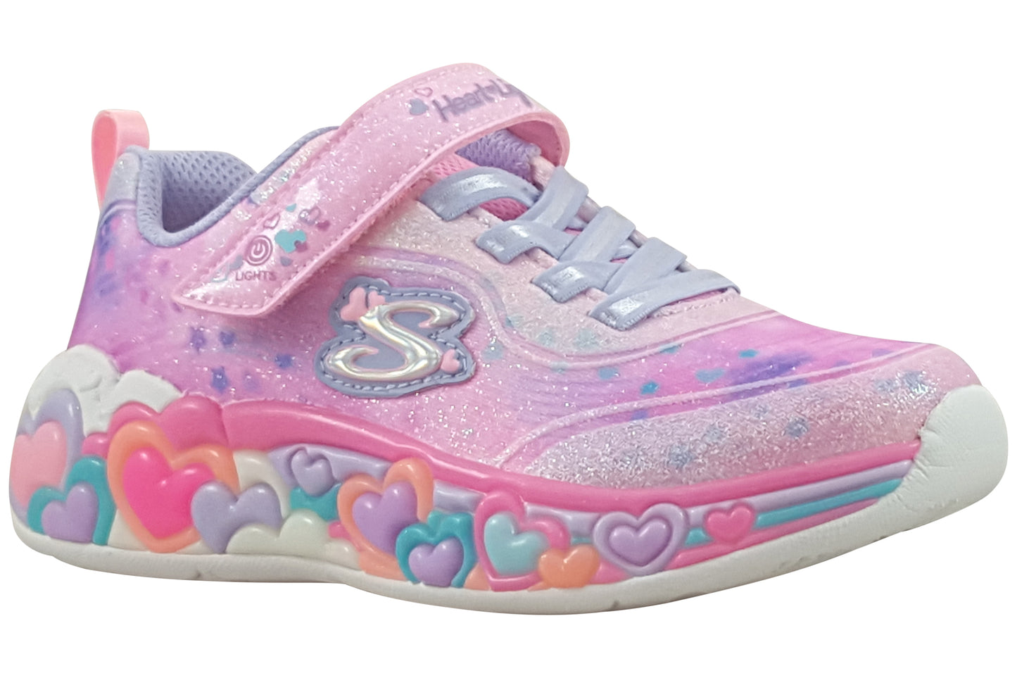 skechers eternal hearts 302696L girls trainers light pink multi right