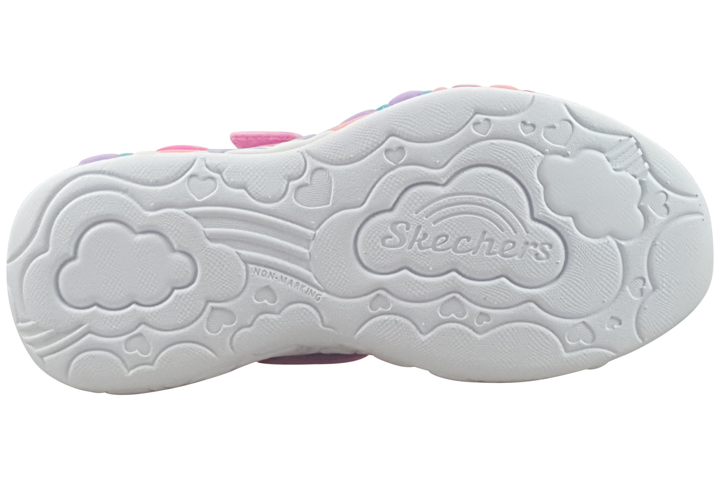 skechers eternal hearts 302696L girls trainers light pink multi sole
