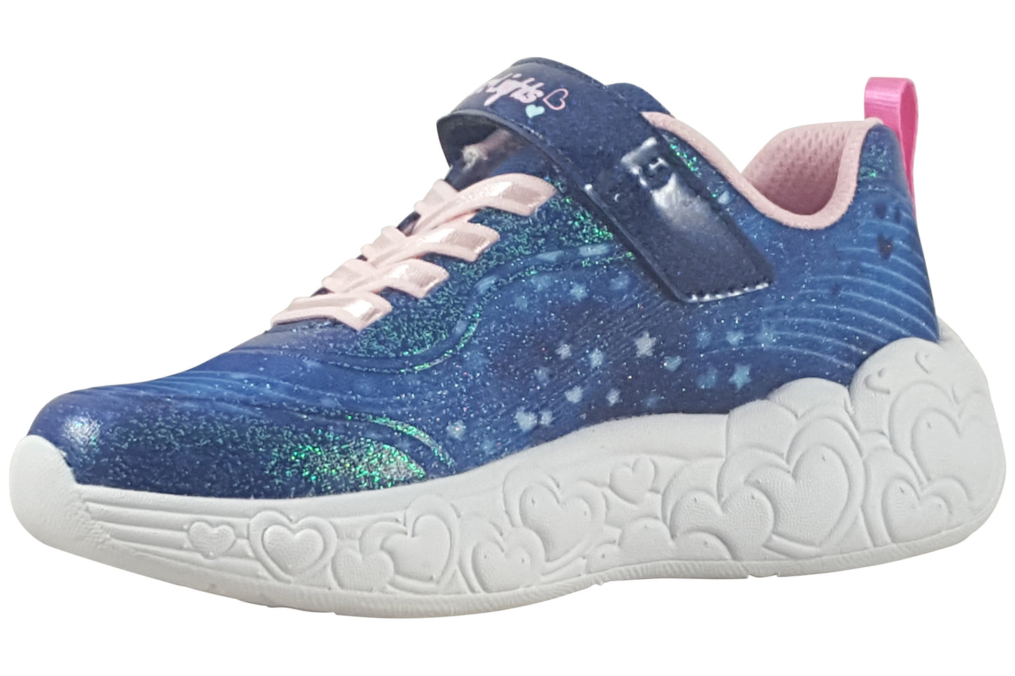 skechers eternal hearts 302696l girls trainers navy multi left