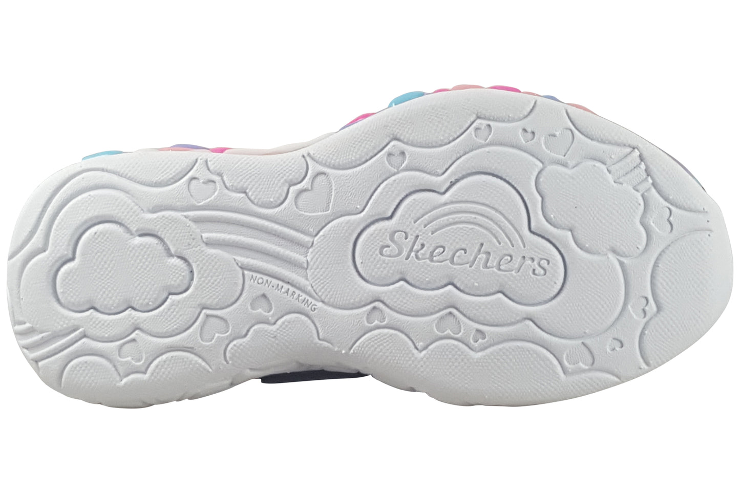 skechers eternal hearts 302696l girls trainers navy multi sole