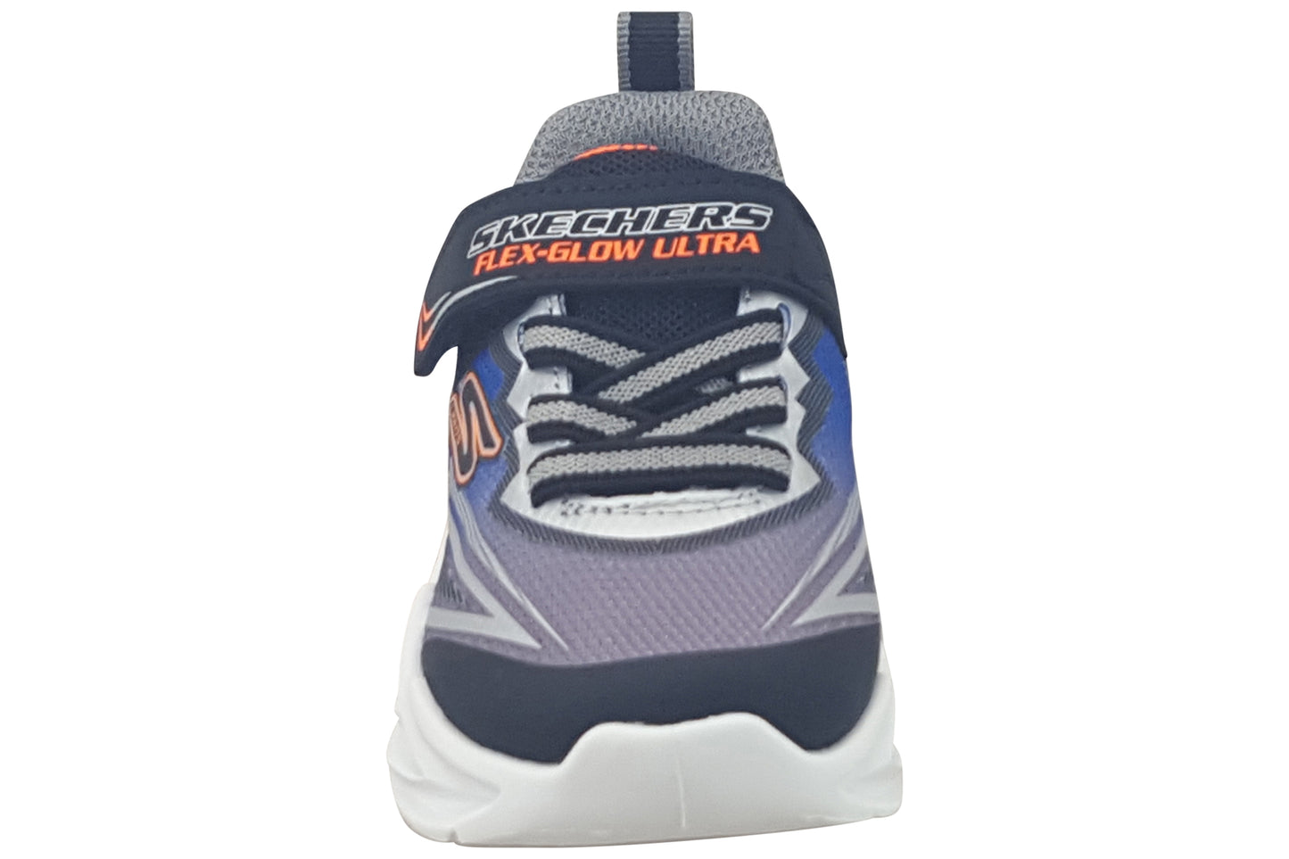 skechers flex glow black silver trainers top