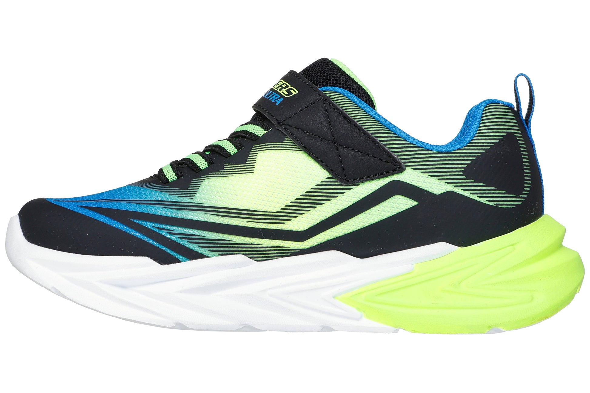 skechers-flex-glow-ultra-400139l-boys-trainers-black-blue-lime-left