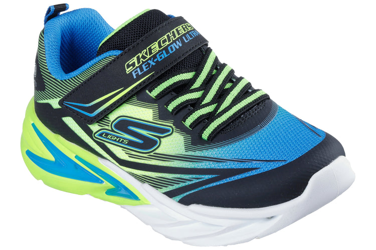 Skechers Flex Glow Ultra 400139L Boys Sports Black/Blue/Lime