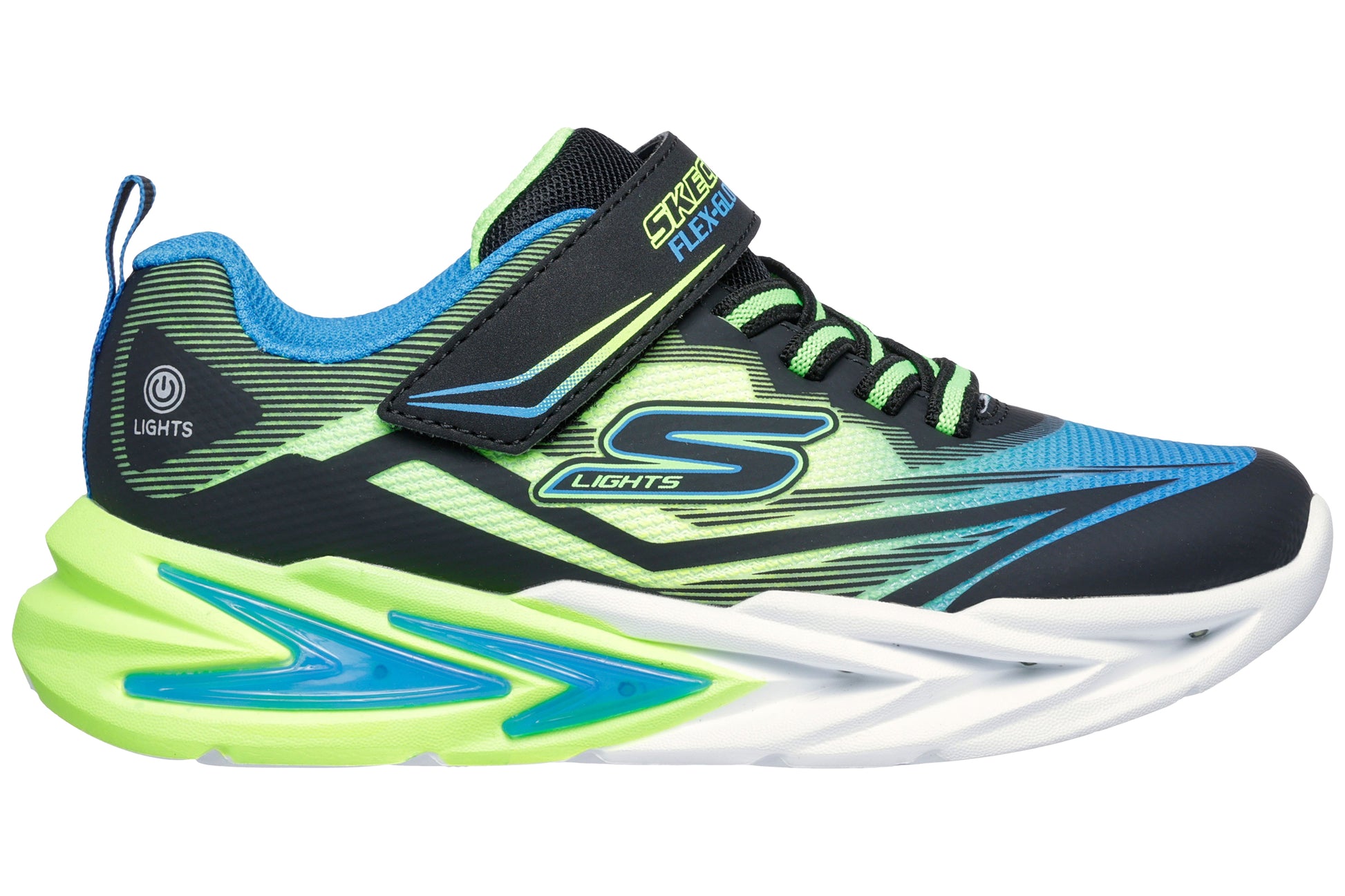 skechers-flex-glow-ultra-400139l-boys-trainers-black-blue-lime-right