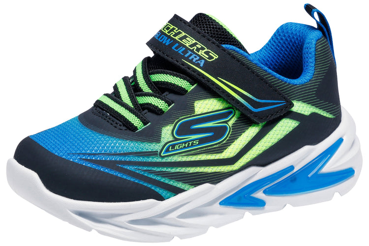 Skechers Flex Glow Ultra 400139N Boys Sports Black/Blue/Lime