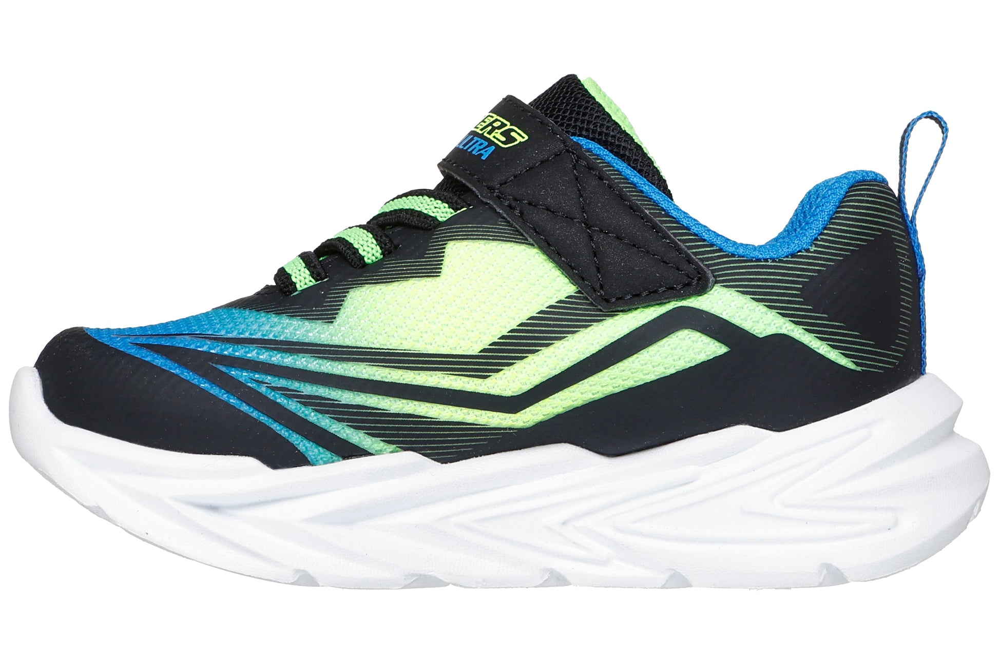 skechers-flex-glow-ultra-400139n-boys-trainers-black-blue-lime-left