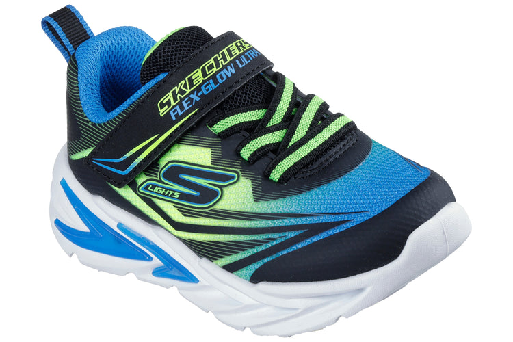 Skechers Flex Glow Ultra 400139N Boys Sports Black/Blue/Lime