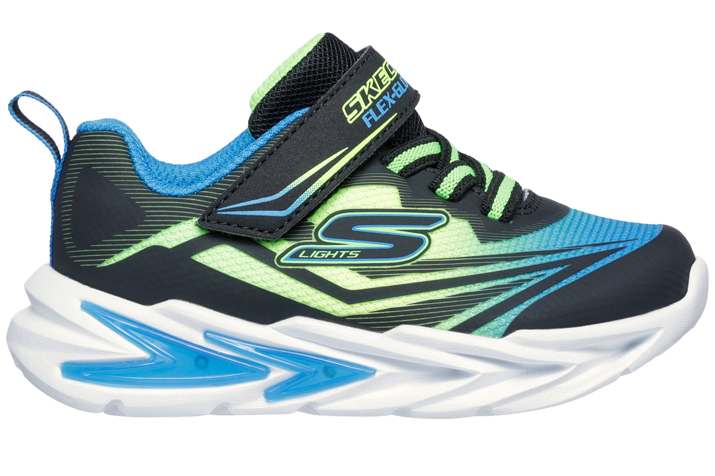 Skechers Flex Glow Ultra 400139N Boys Sports Black/Blue/Lime