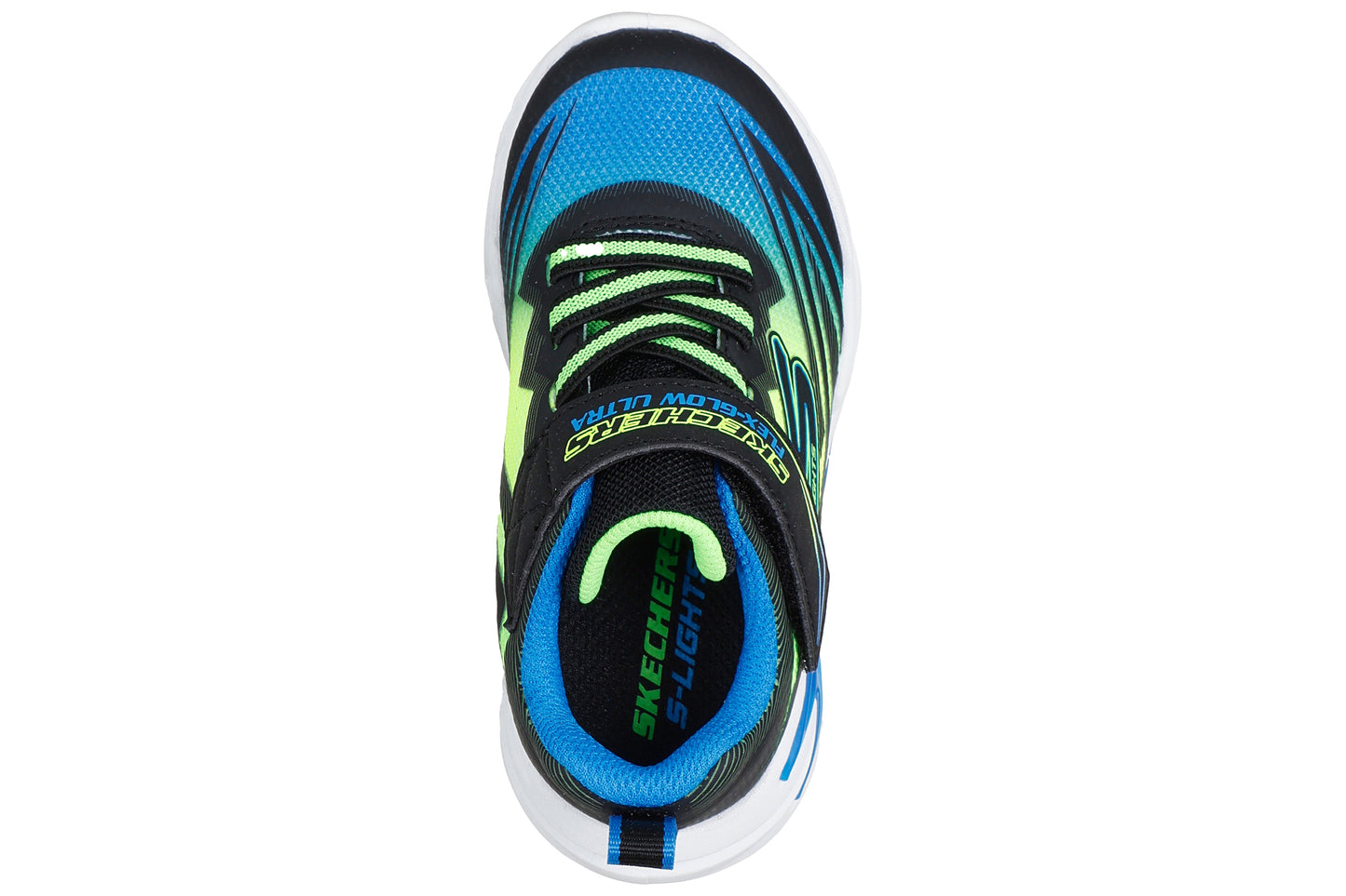 Skechers Flex Glow Ultra 400139N Boys Sports Black/Blue/Lime