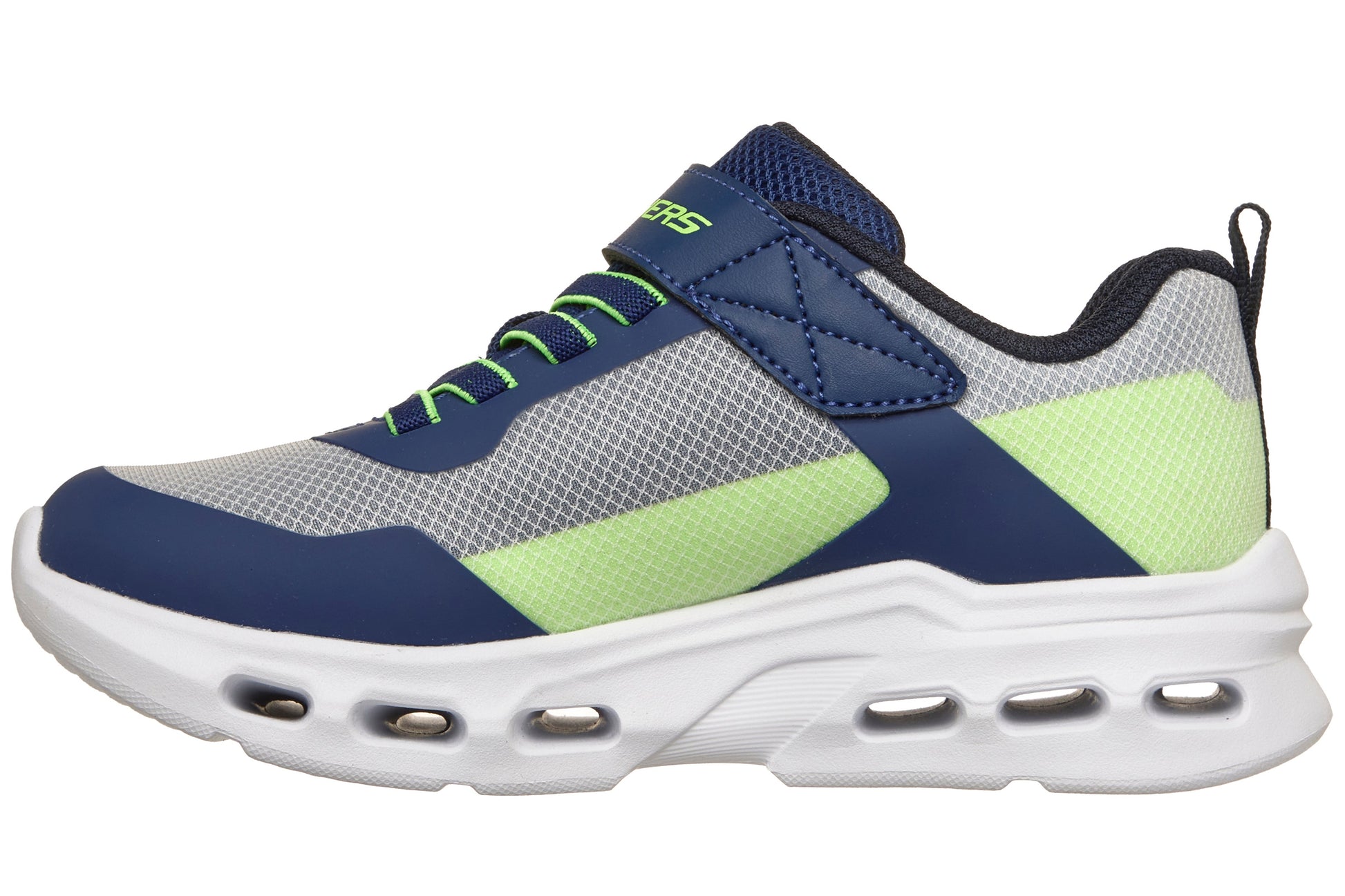 skechers-glide-step-drift-504125l-boys-trainers-navy-lime-left-flat