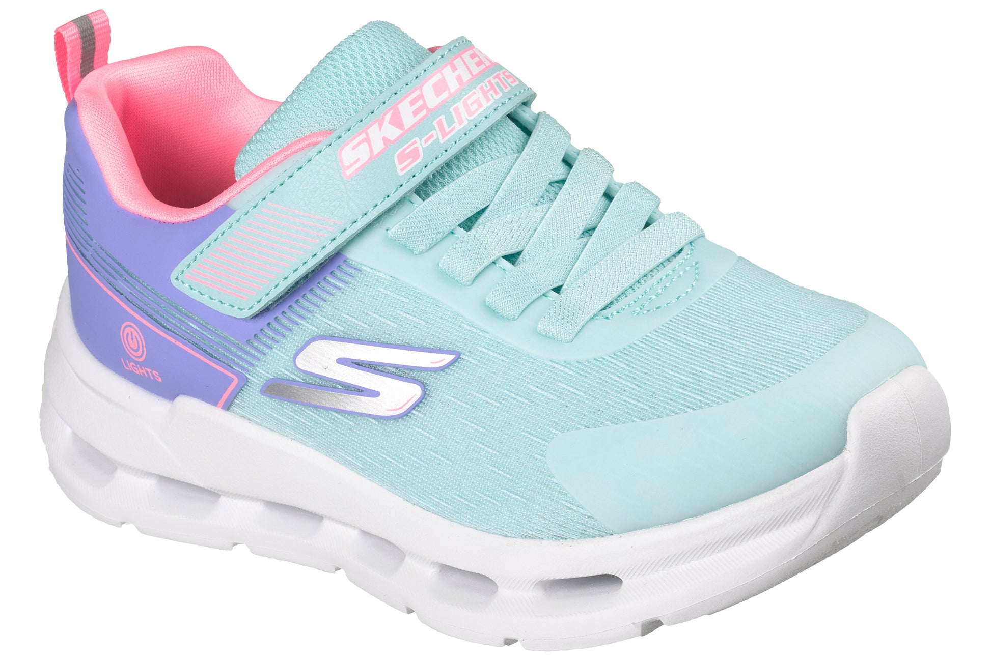 skechers-glide-step-lights-303730l-girls-trainers-aqua-multi-right-angle