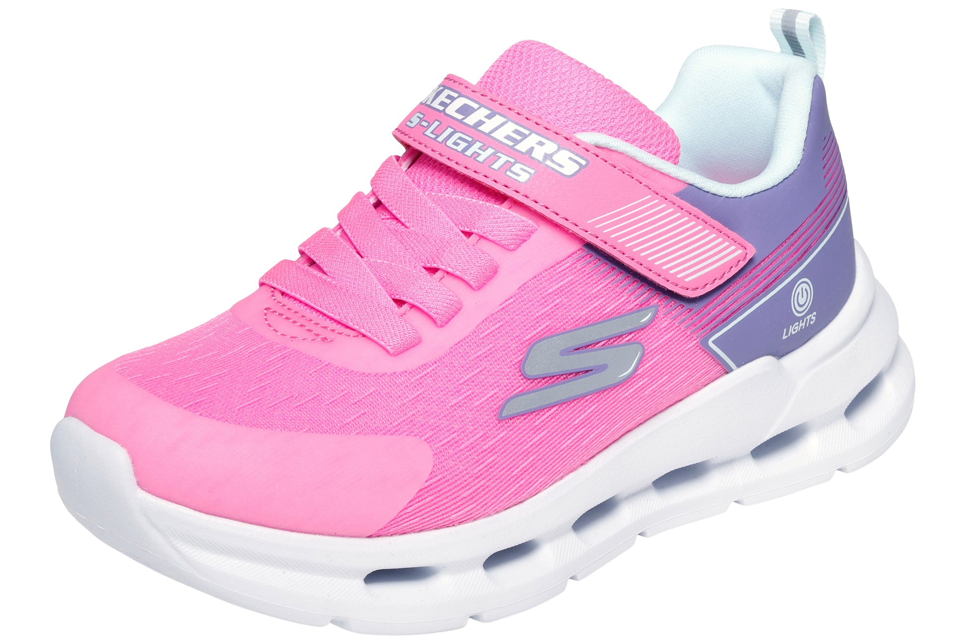 skechers-glide-step-lights-303730l-girls-trainers-pink-multi-left-angle