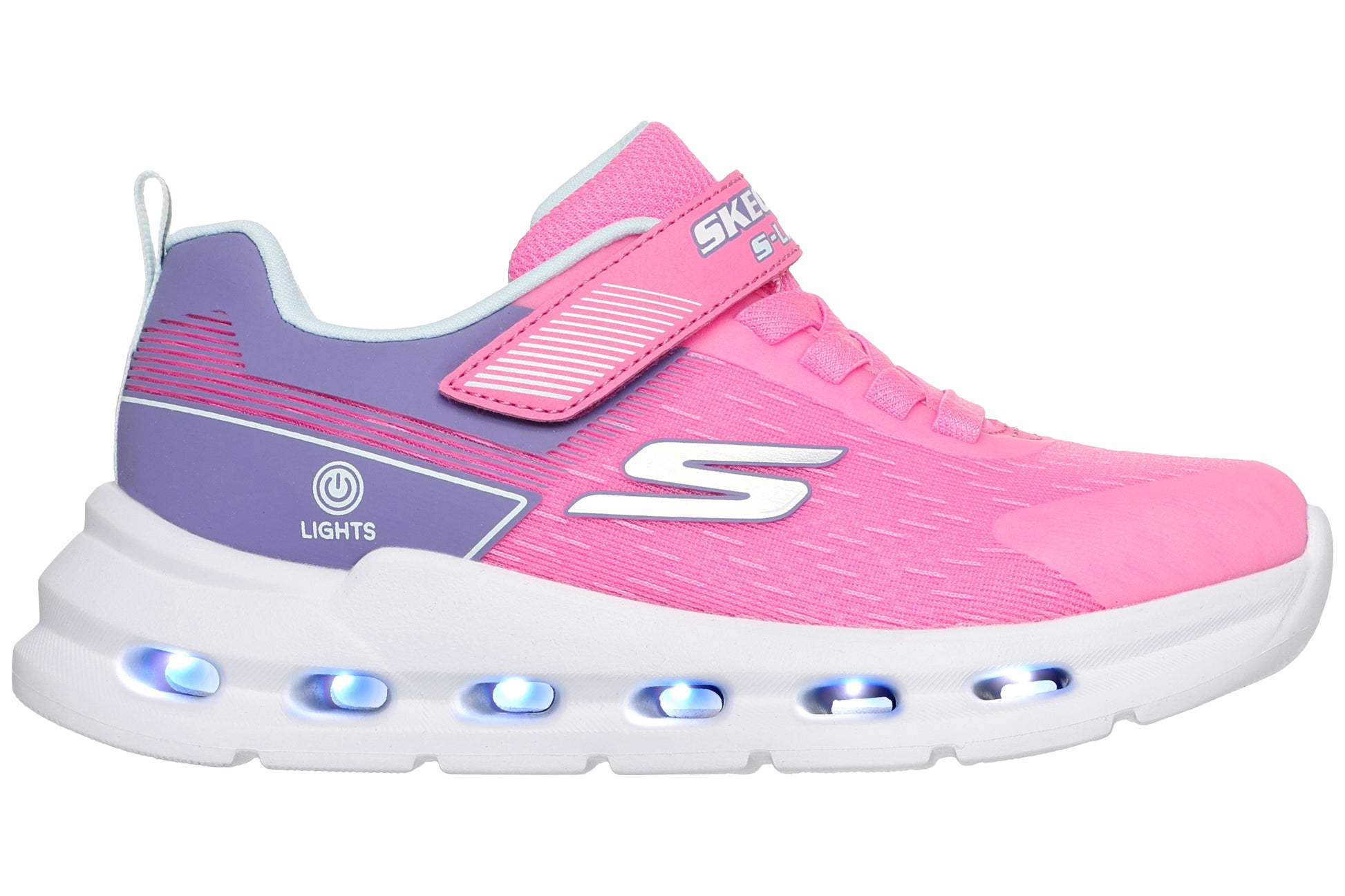 skechers-glide-step-lights-303730l-girls-trainers-pink-multi-right-flat-light