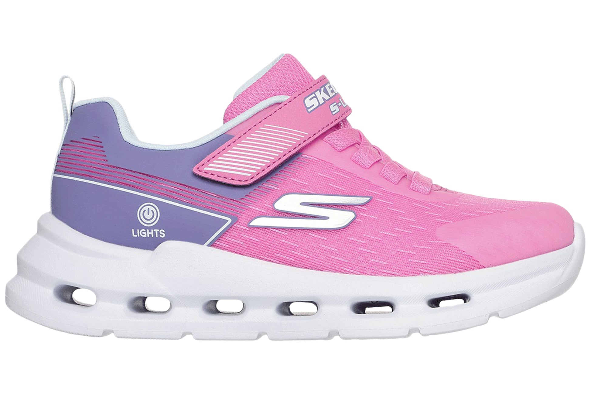 skechers-glide-step-lights-303730l-girls-trainers-pink-multi-right-flat