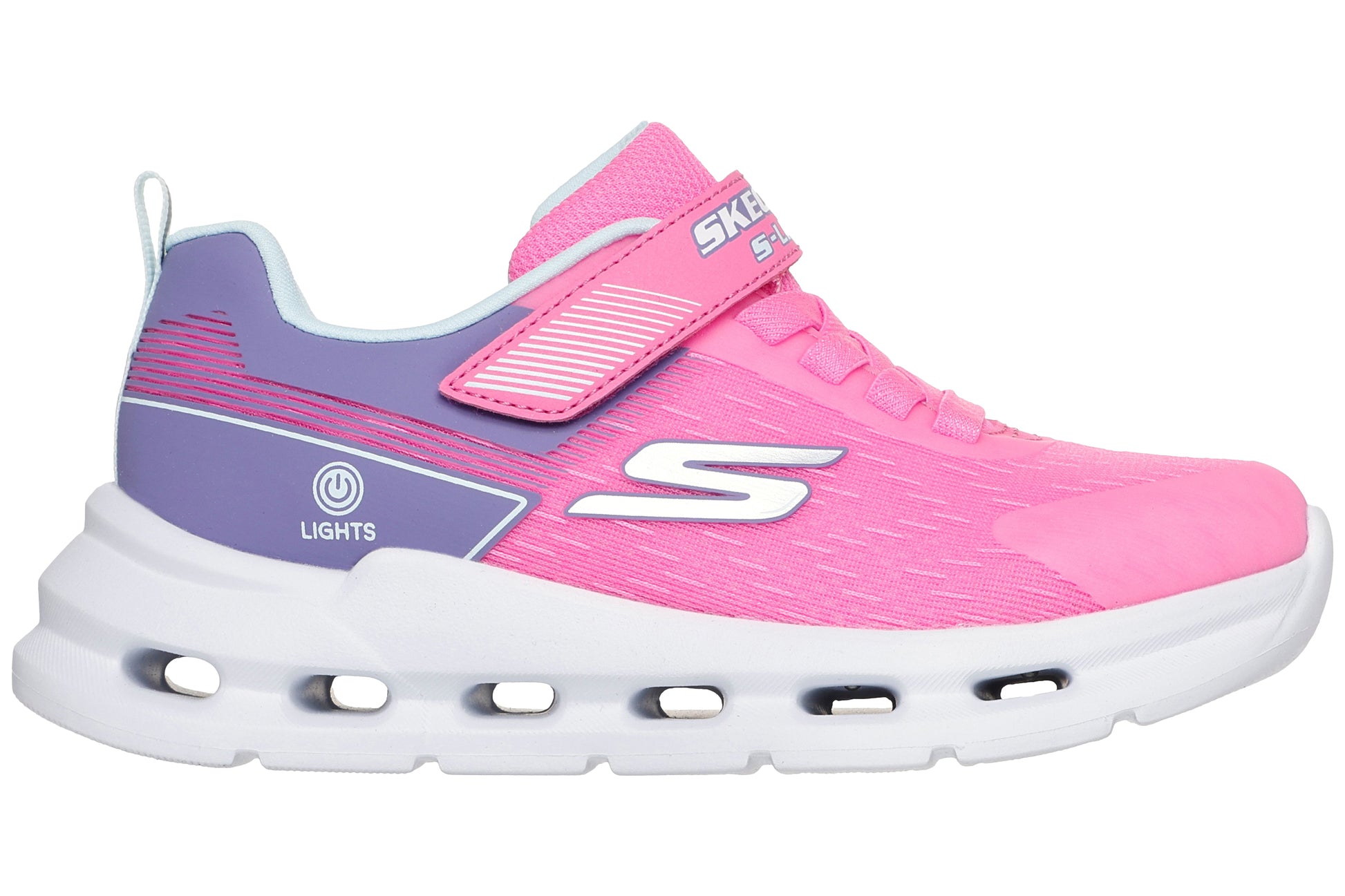 skechers-glide-step-lights-303730l-girls-trainers-pink-multi-right-flat1