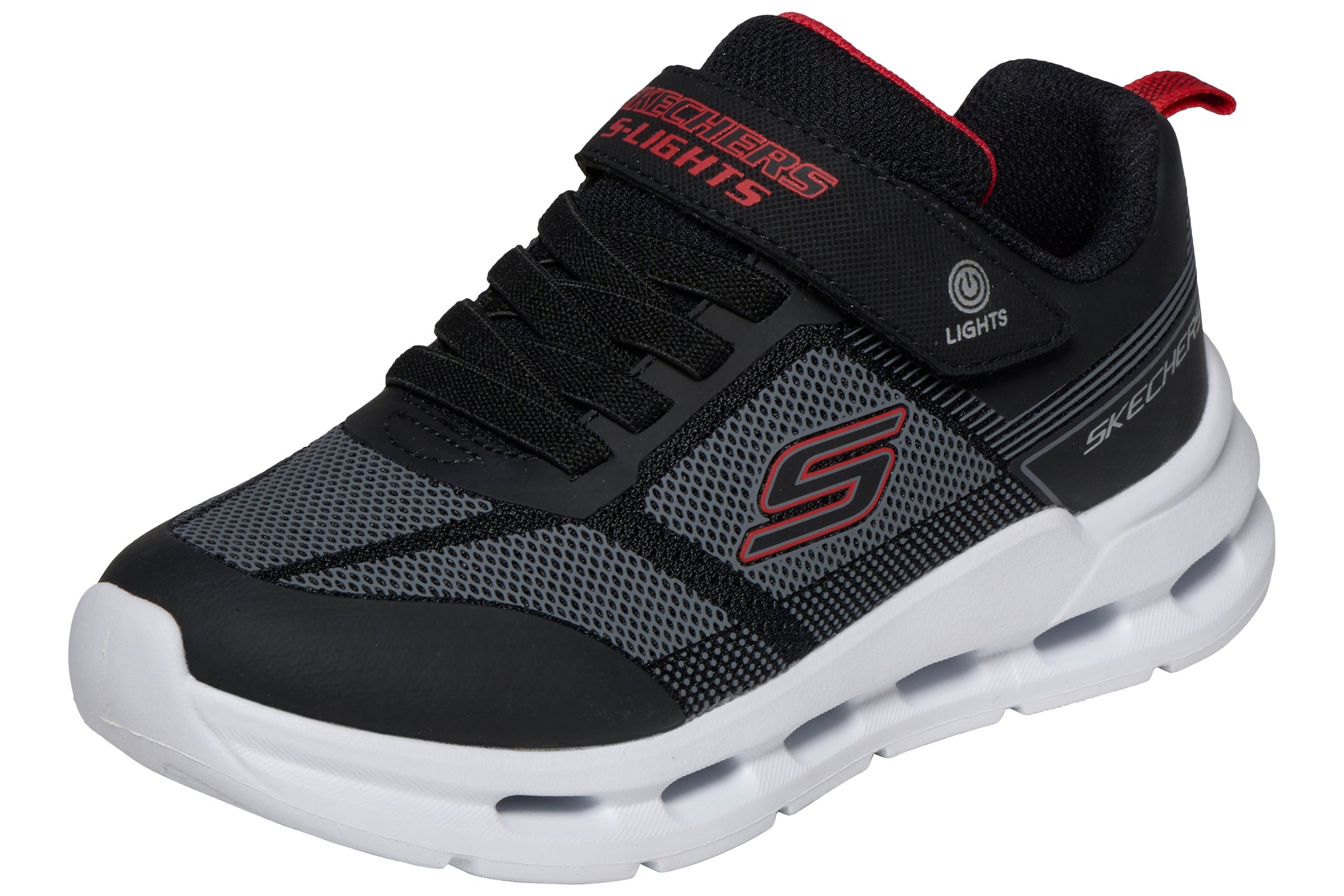 skechers-glide-step-lights-400240l-boys-trainers-black-left-angle