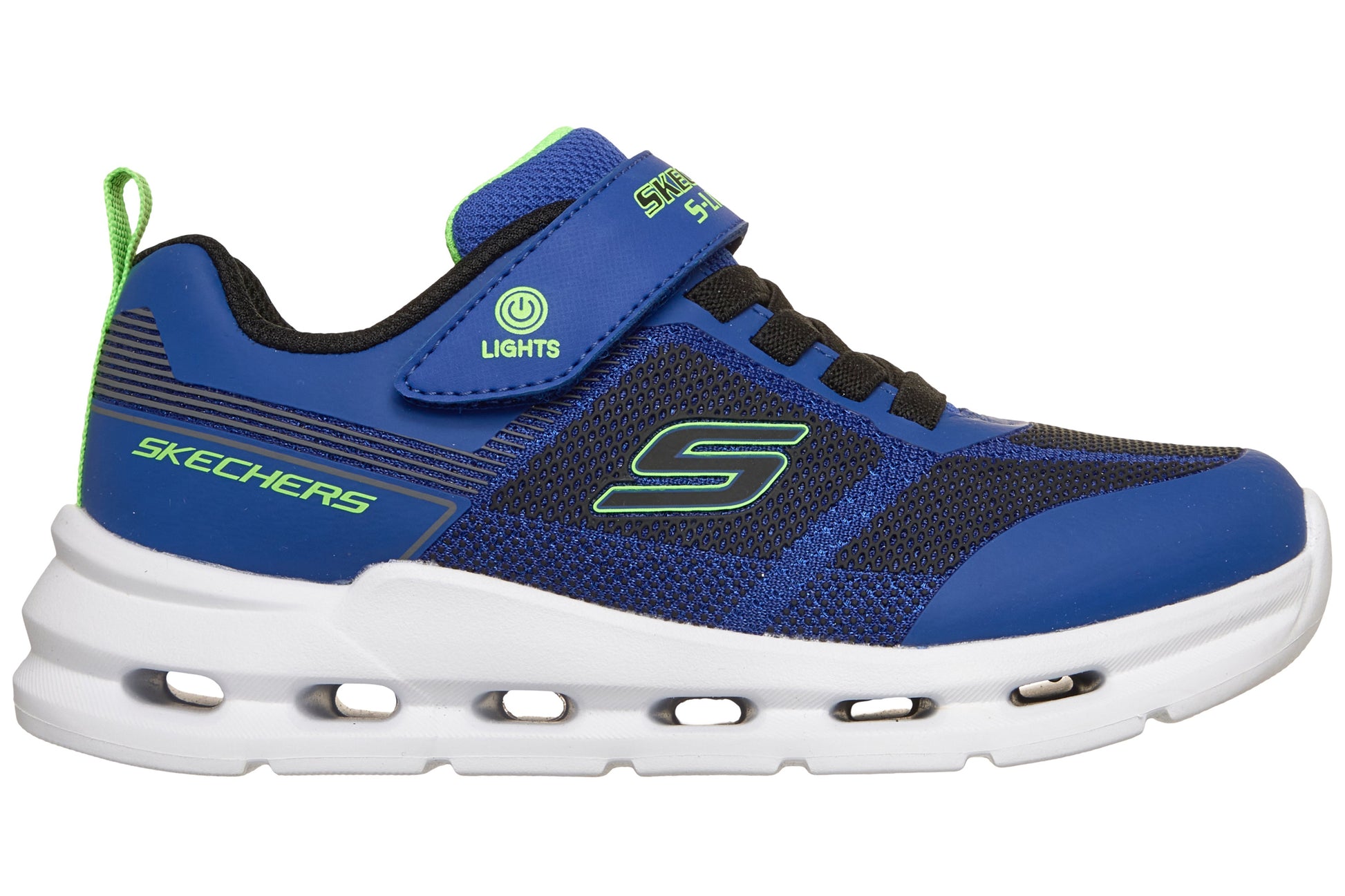 skechers-glide-step-lights-400240l-boys-trainers-blue-black-right-flat