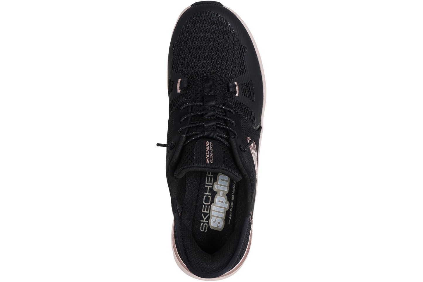 Skechers Slip-Ins Glide-Step Pro Radiant Black Mesh/Rose Gold Trim Womens Fashion Trainers
