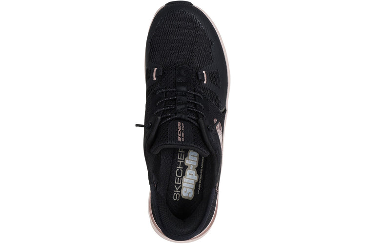 Skechers Slip-Ins Glide-Step Pro Radiant Black Mesh/Rose Gold Trim Womens Fashion Trainers