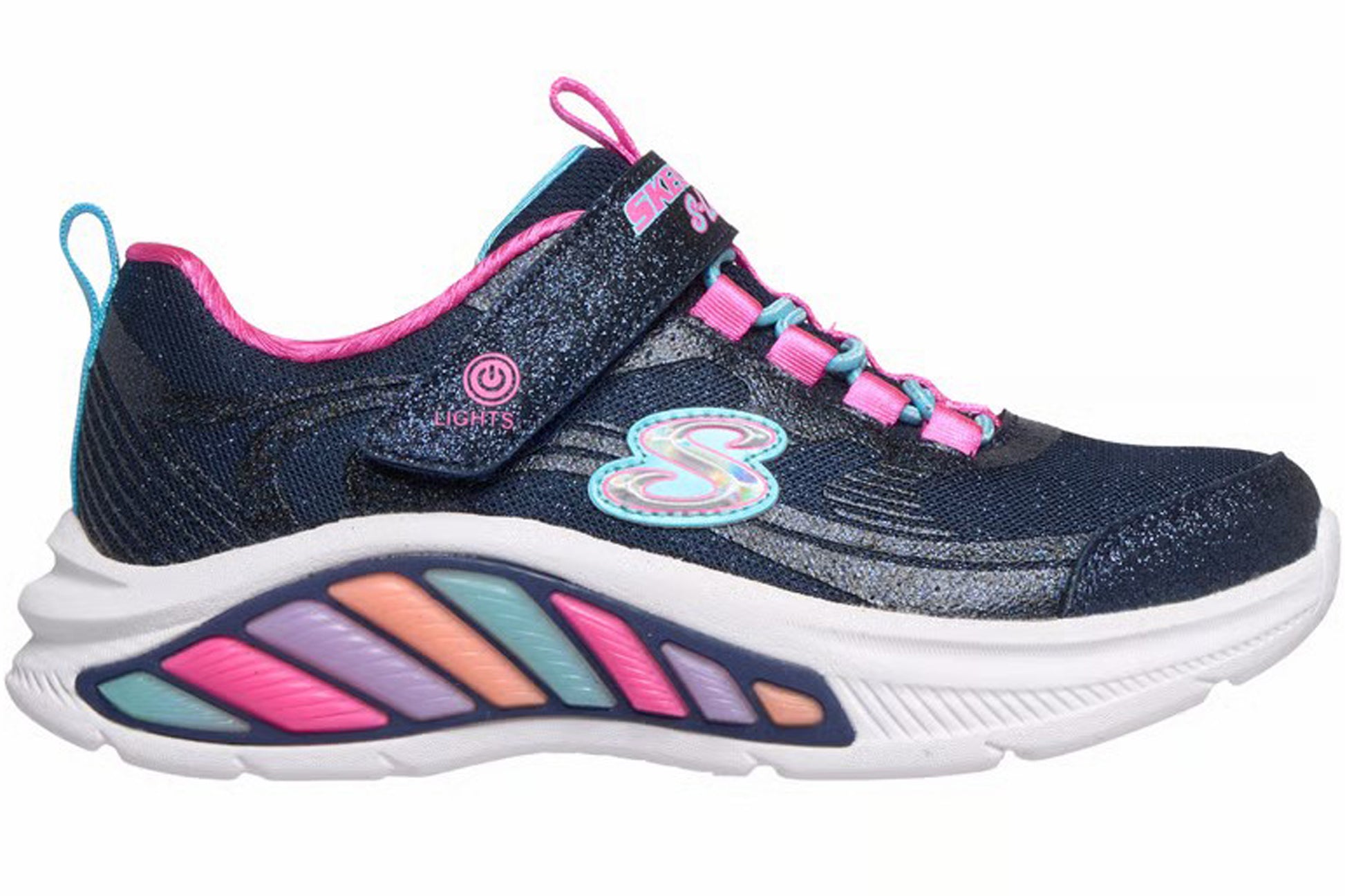 skechers-glitzy-glow-303726lc-girls-trainers-navy-multi-right-flat