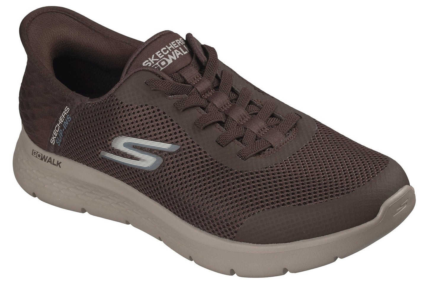 Skechers Slip-Ins Go Walk Flex Hands Up Chocolate Mens Trainers