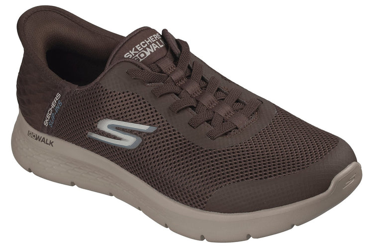 Skechers Slip-Ins Go Walk Flex Hands Up Chocolate Mens Trainers