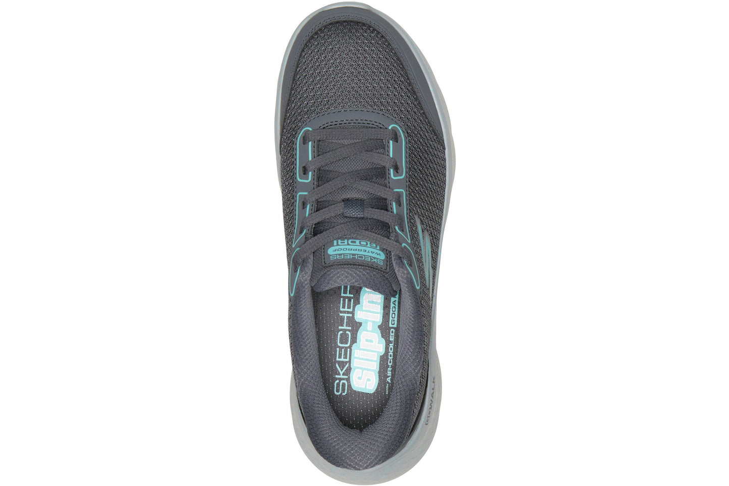 Skechers Slip-Ins Go Walk Flex Mabel Charcoal /Turquoise Trim Womens Fashion Trainers