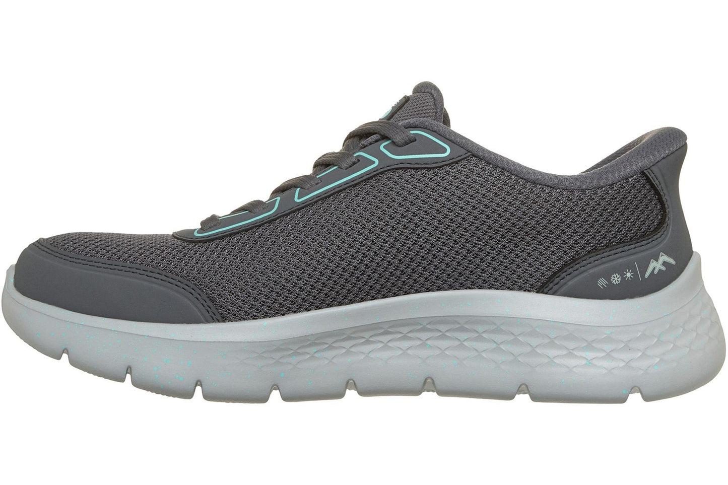Skechers Slip-Ins Go Walk Flex Mabel Charcoal /Turquoise Trim Womens Fashion Trainers
