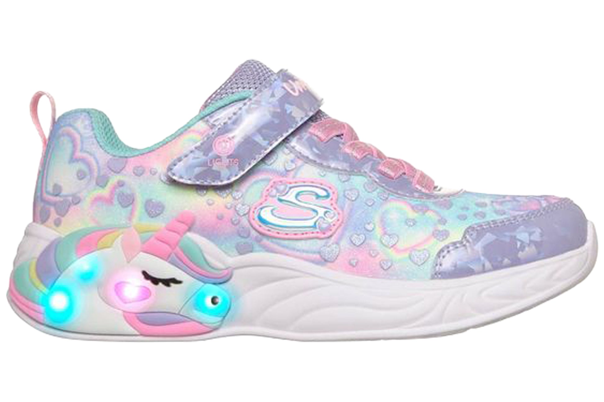 skechers-heart-sparkles-303063l-girls-trainers-lavender-multi-right-lights