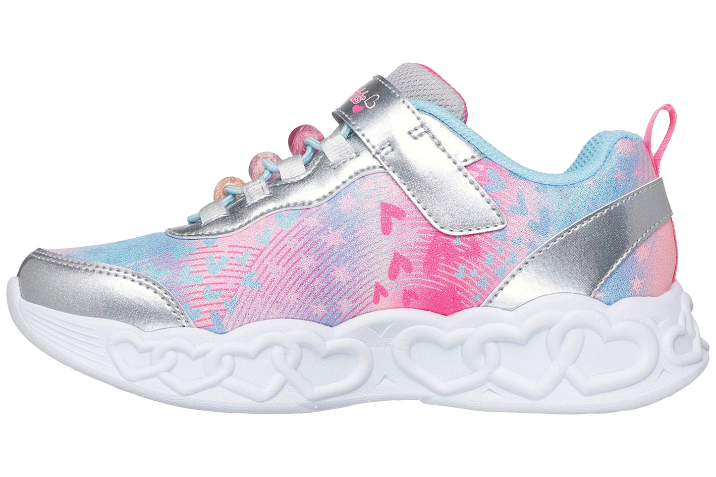 Skechers Infinite Heart Lights Hear Silver/Multi Girls Sports