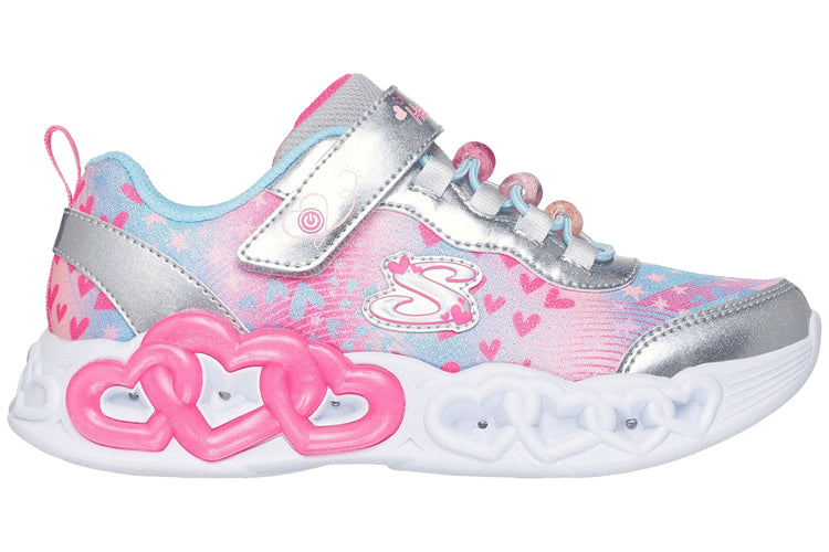 Skechers Infinite Heart Lights Hear Silver/Multi Girls Sports