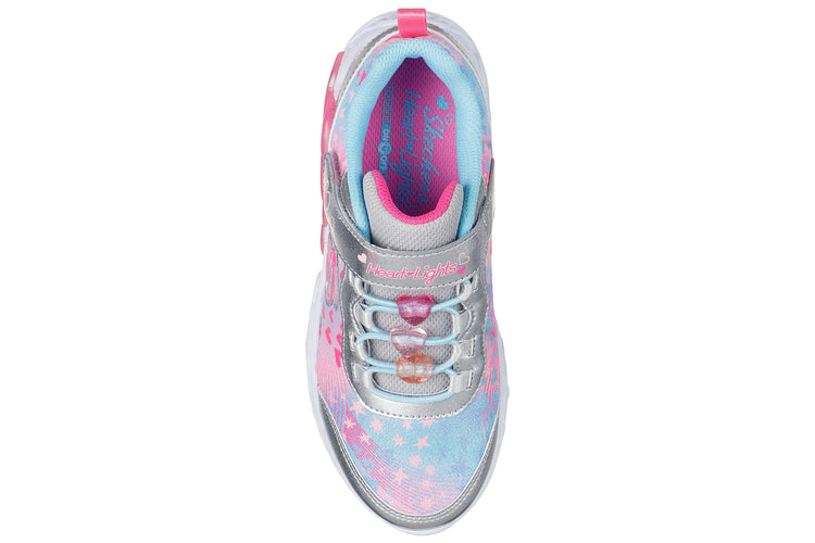 Skechers Infinite Heart Lights Hear Silver/Multi Girls Sports