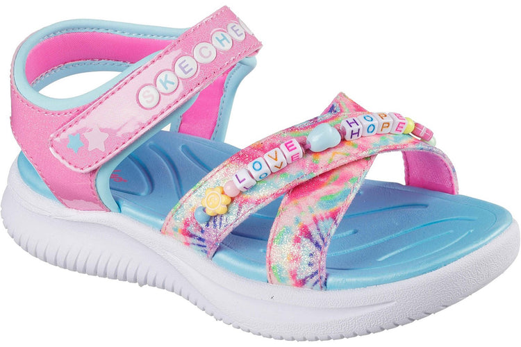 Skechers Jumpsters Tie Dye BFFs Pink/Multi Girls Sandals