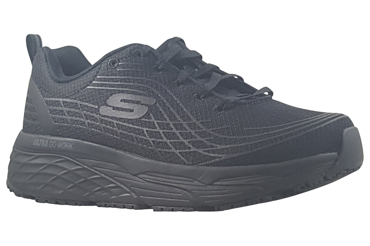 skechers max cushioning black trainers right