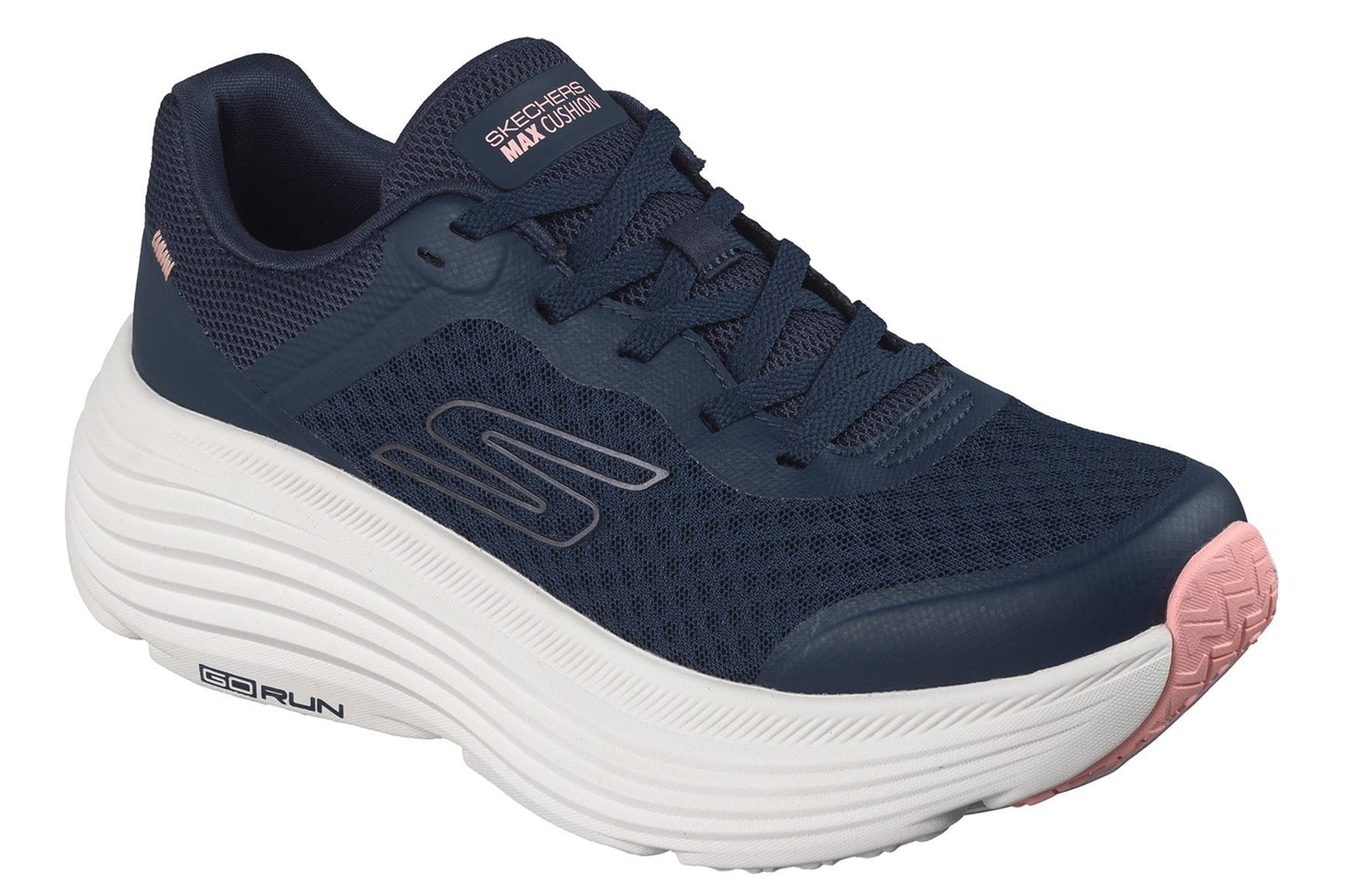Skechers Max Cushioning Endeavour Navy Synthetic/Pink Trim Womens Fashion Trainers