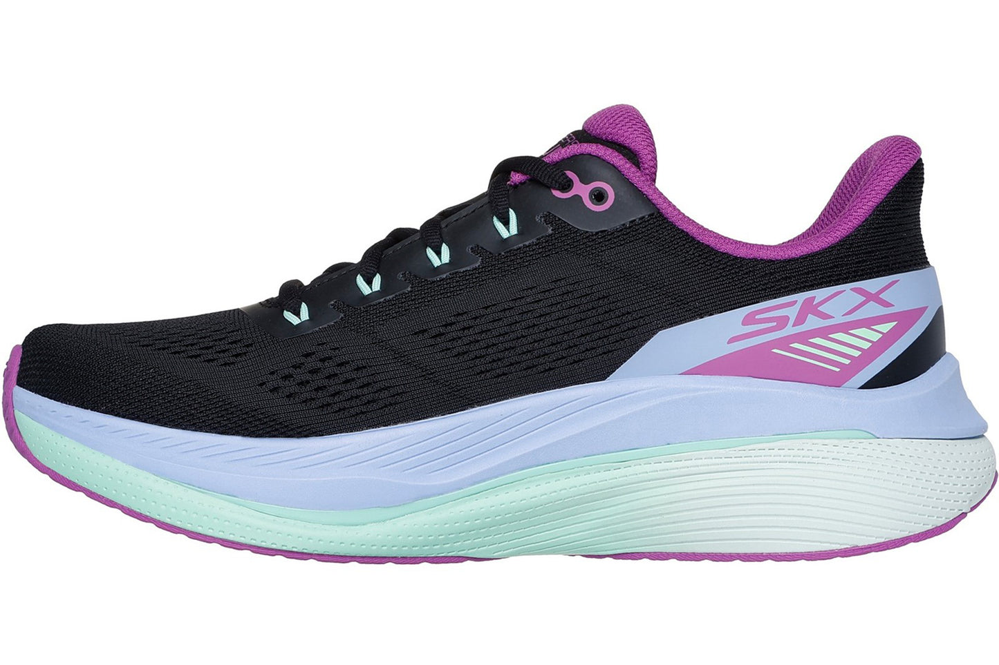 Skechers Max Cushioning Propulsion Black/Purple Womens Trainers