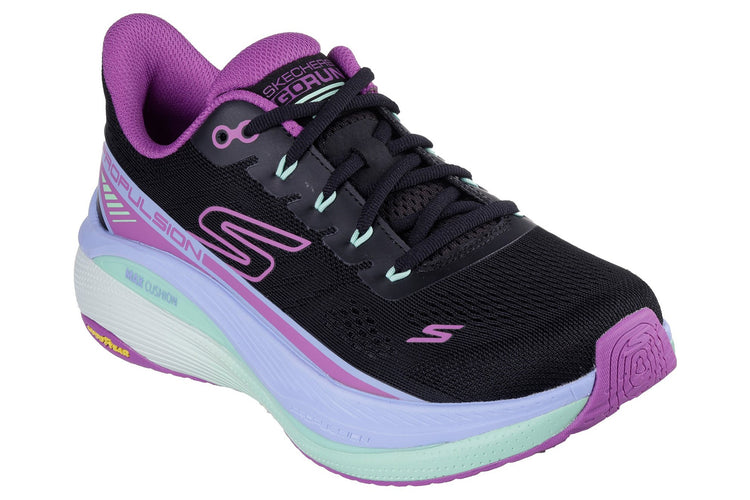 Skechers Max Cushioning Propulsion Black/Purple Womens Trainers