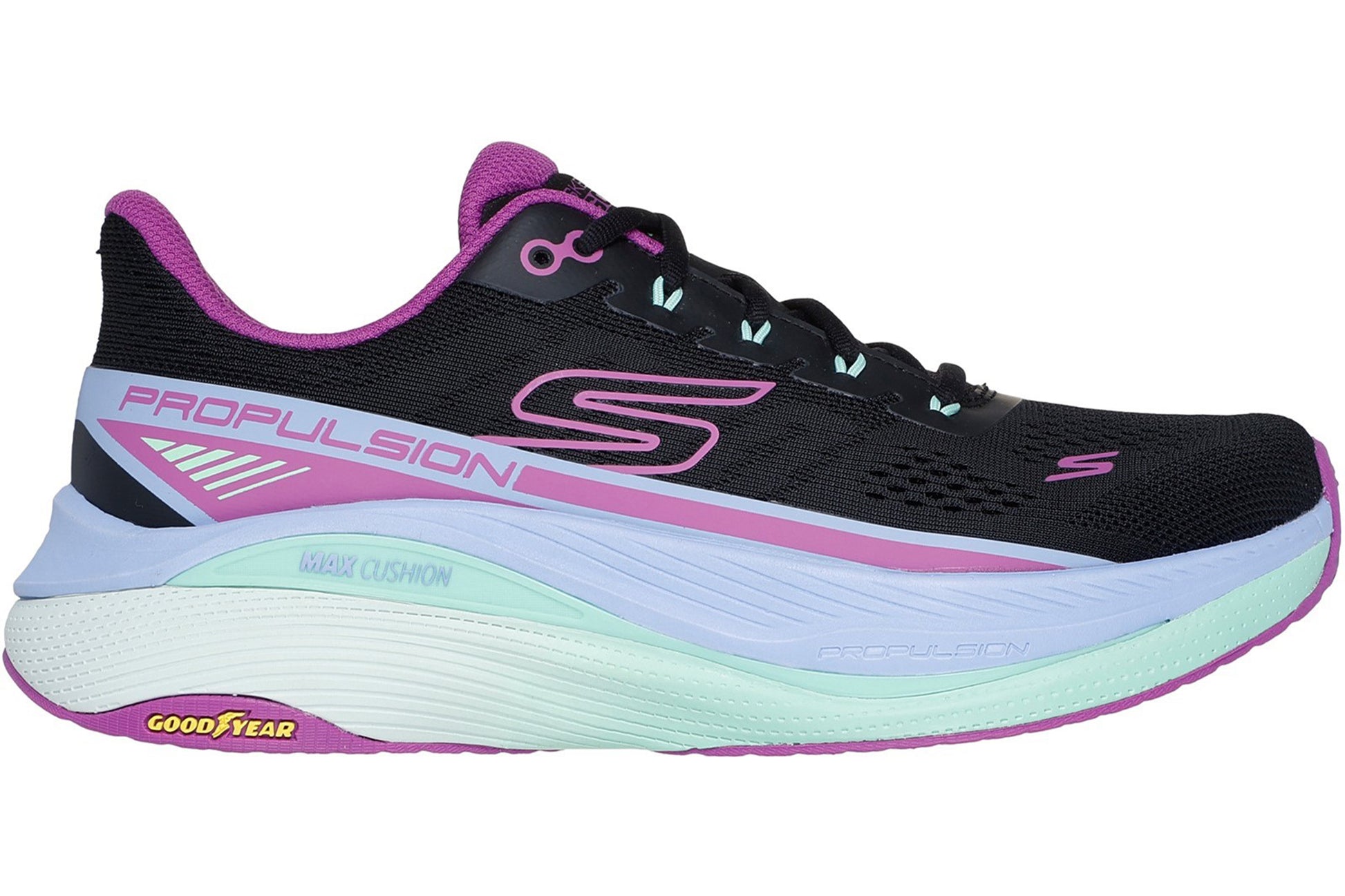 skechers-max-cushioning-propulsion-ladies-sports-black-purple-right