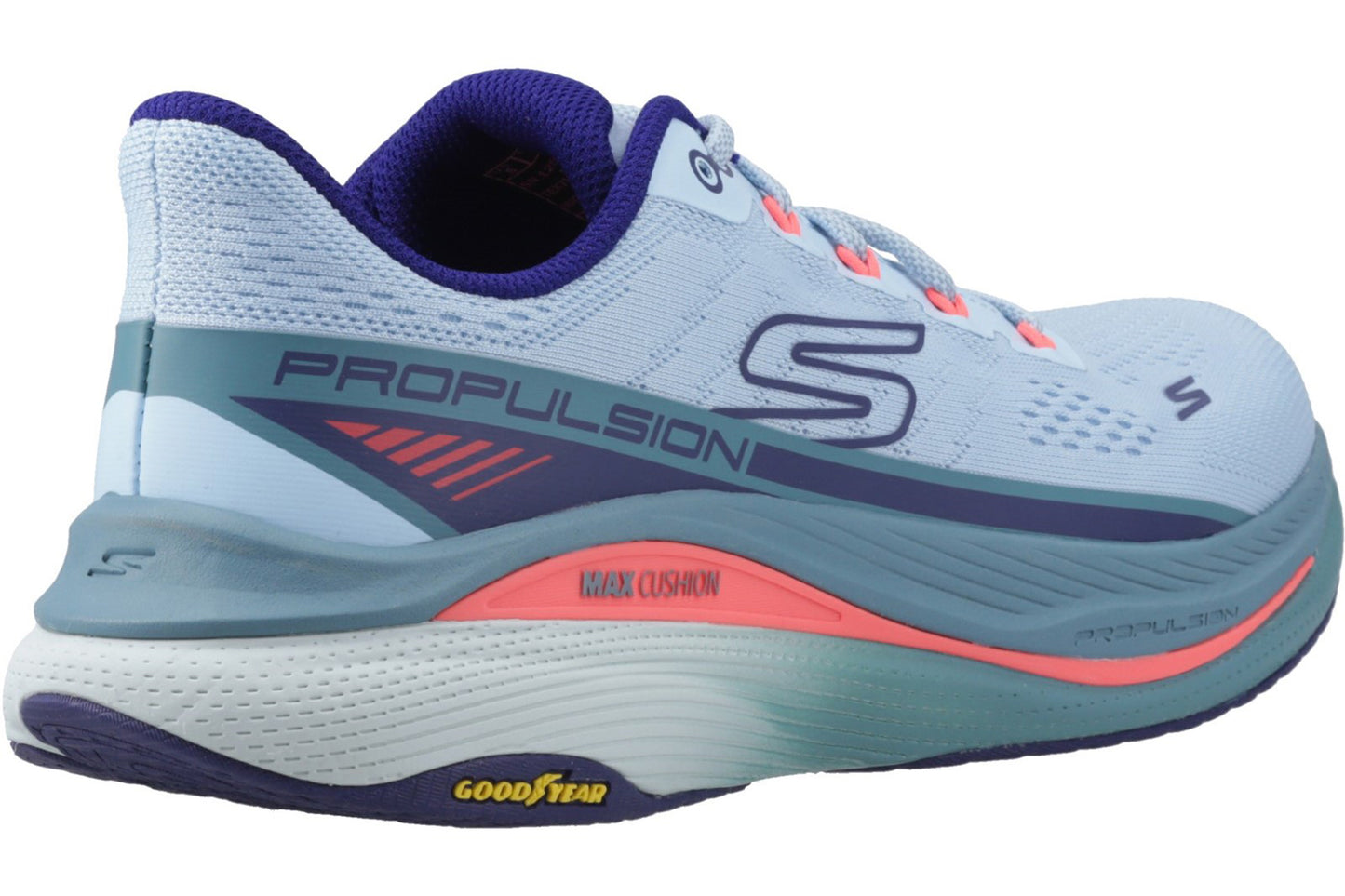 Skechers Max Cushioning Propulsion Light Blue/Navy Womens Trainers