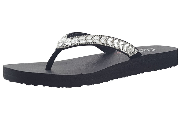Skechers Meditation Clear Waters 119649 Black/Silver Womens Sandals