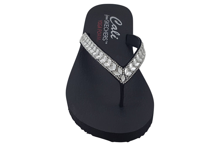 Skechers Meditation Clear Waters 119649 Black/Silver Womens Sandals
