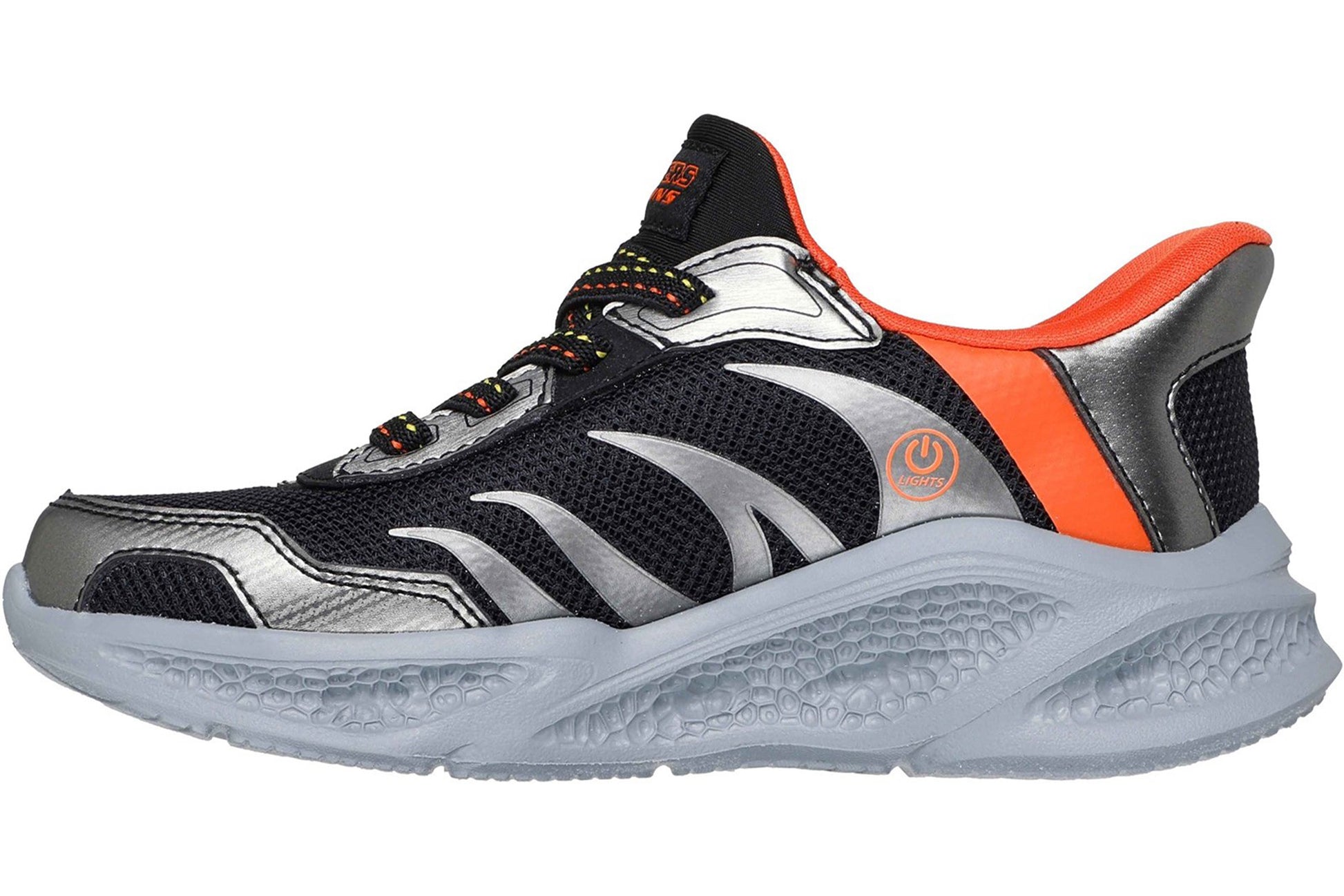 skechers-meteor-lights-brisk-beams-boys-trainers-black-silver-left