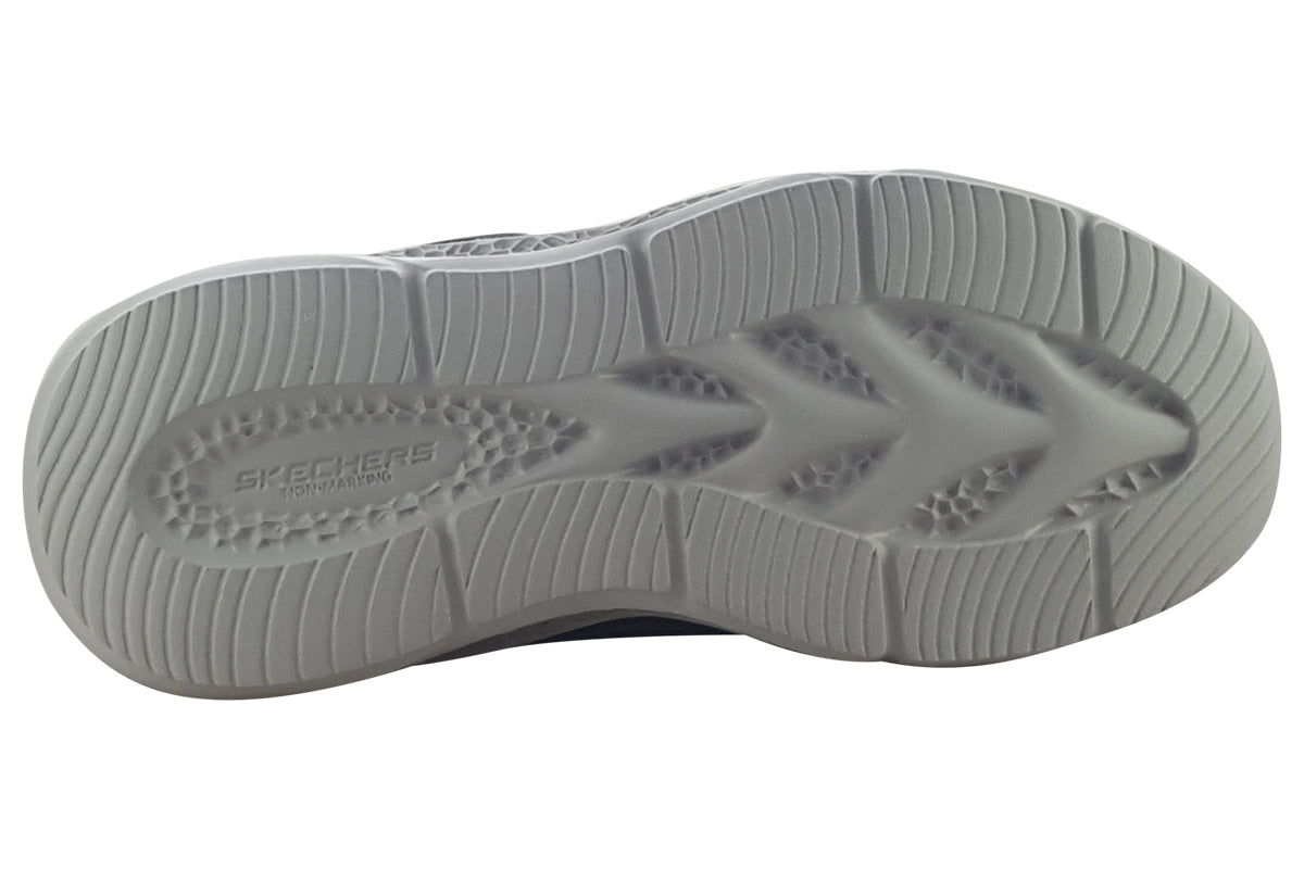 skechers meteor lights navy lime trainers sole