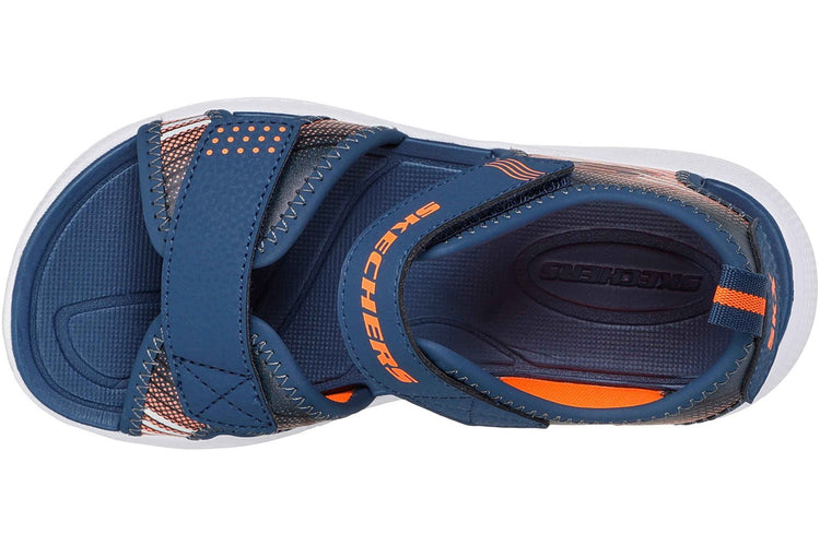 Skechers Microspec-Splash Navy/Orange Boys Sandals