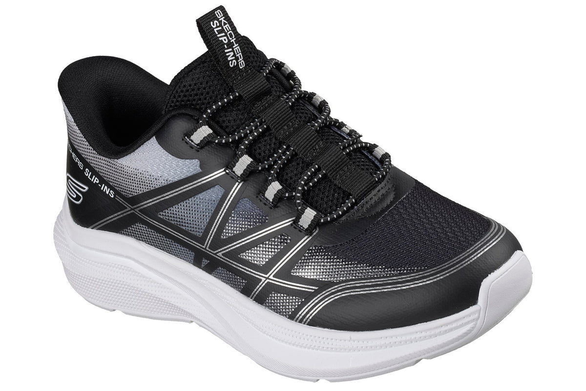 Skechers Microspec Velocity Grid Black/Silver & White Trim Boys Sports