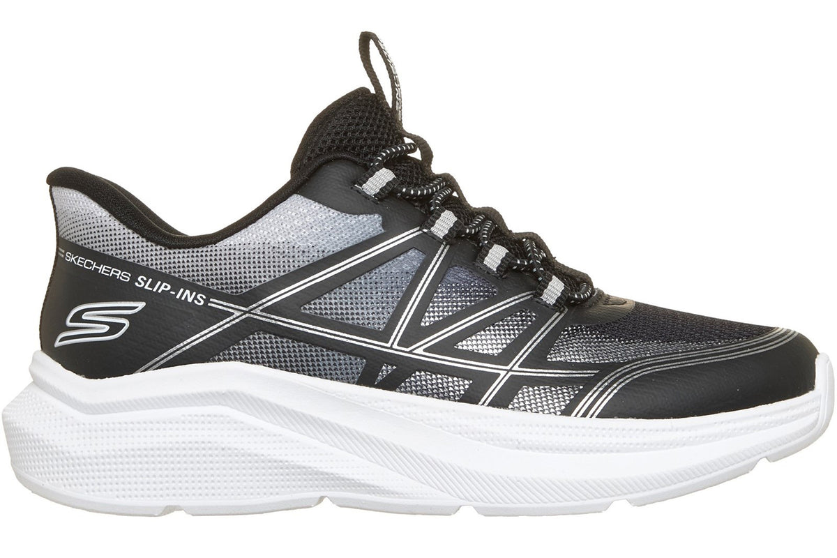 Skechers Microspec Velocity Grid Black/Silver & White Trim Boys Sports