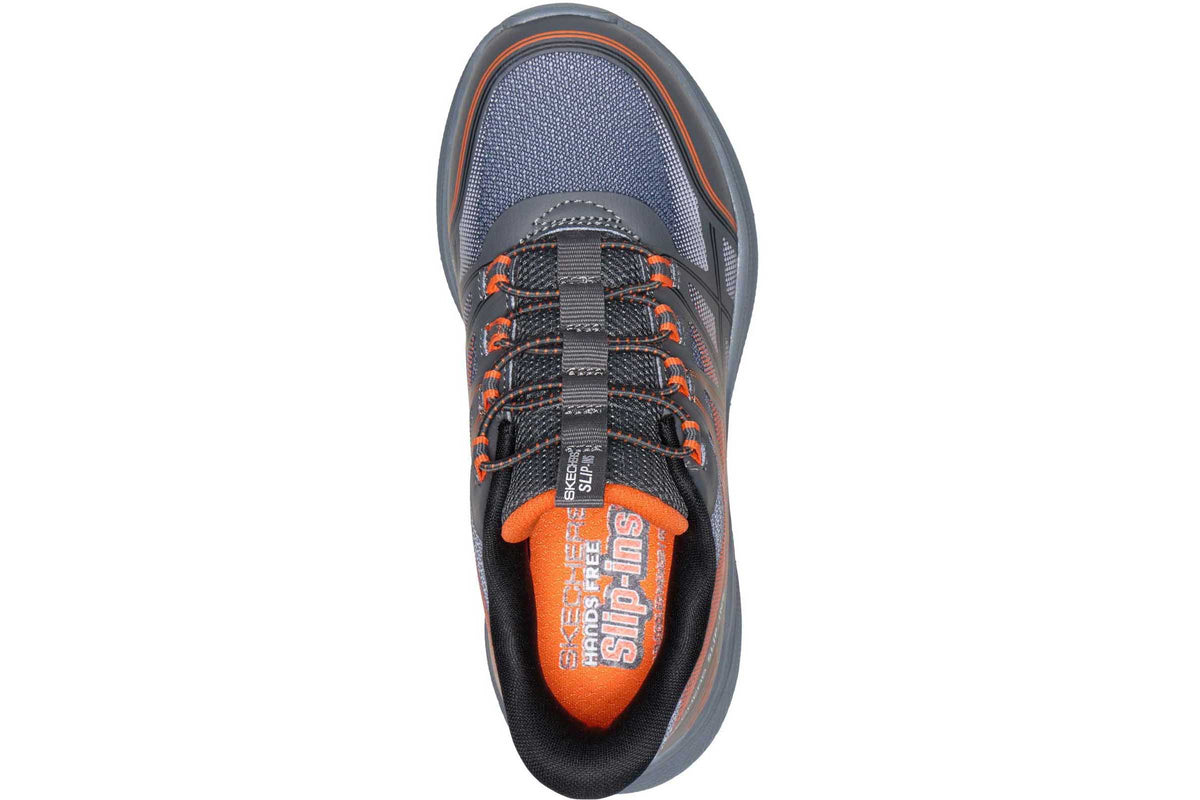 Skechers Microspec Velocity Grid Charcoal/Orange & Black Trim Boys Sports