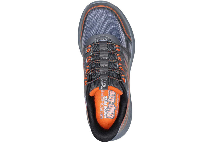 Skechers Microspec Velocity Grid Charcoal/Orange & Black Trim Boys Sports