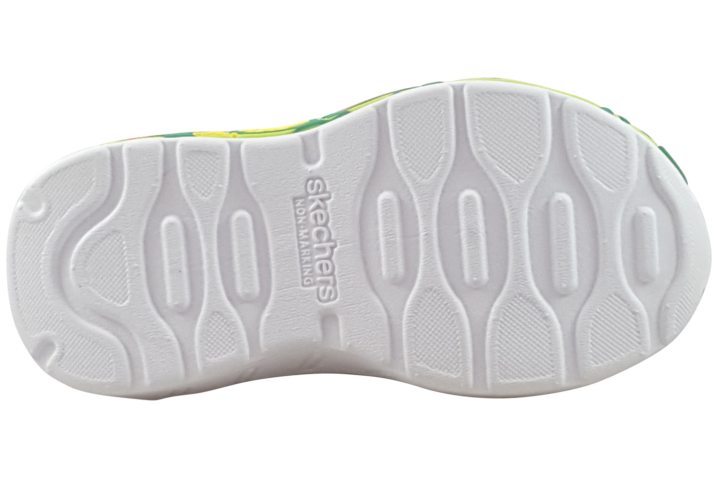 skechers play scene boys trainers charcoal lime sole